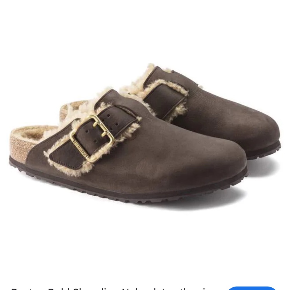 ❤️BIRKENSTOCK BOSTON SHEARLING CLOGS sz 41 Espresso NUBUC PriceFirm!